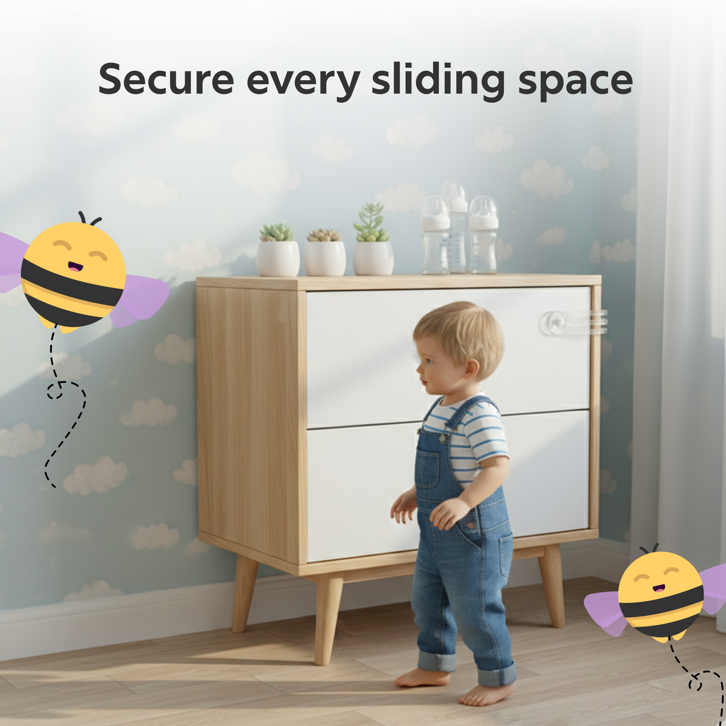 BeeKidd Sliding Door & Window Combo for Baby Proofing - Baby Safety Sliding Lock (V1), Baby Safety Sliding Lock (V2) & Big Multi-Purpose Safety Lock | Complete Sliding Area Safety Kit for Babies & Toddlers