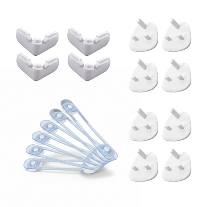 BeeKidd Electrical Safety Combo for Baby Proofing - Plug Protectors, Small Multi-Purpose Safety Lock & Safety Drawer Lock | Complete Electrical & Storage Safety Kit for Babies & Toddlers