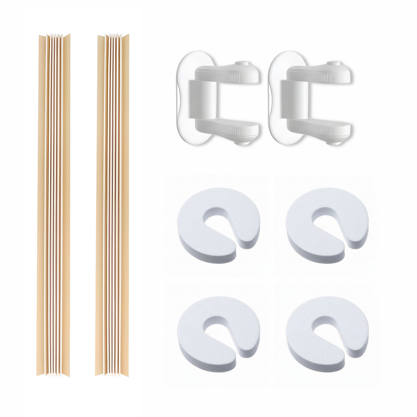 BeeKidd Door Safety Combo for Baby Proofing - Child Door Lever Lock, Finger Pinch Guard & EVA Safety Door Stopper | Complete Door Safety Kit for Babies & Toddlers