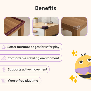 BeeKidd Corner & Edge Protection Combo for Baby Proofing - Sharp Corner Protectors, U-Shape NBR Edge Protector & NBR V-Shape Corner Protectors | Complete Furniture Safety Kit for Babies & Toddlers