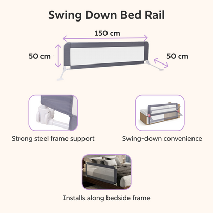 BeeKidd Bedroom Sleep Safety Combo for Baby Proofing - Baby Safety Swing Down Bed Rail, Finger Pinch Guard & Door Stopper | Complete Bedroom Safety Kit for Babies & Toddlers