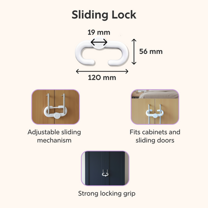 BeeKidd Sliding Door & Window Combo for Baby Proofing - Baby Safety Sliding Lock (V1), Baby Safety Sliding Lock (V2) & Big Multi-Purpose Safety Lock | Complete Sliding Area Safety Kit for Babies & Toddlers