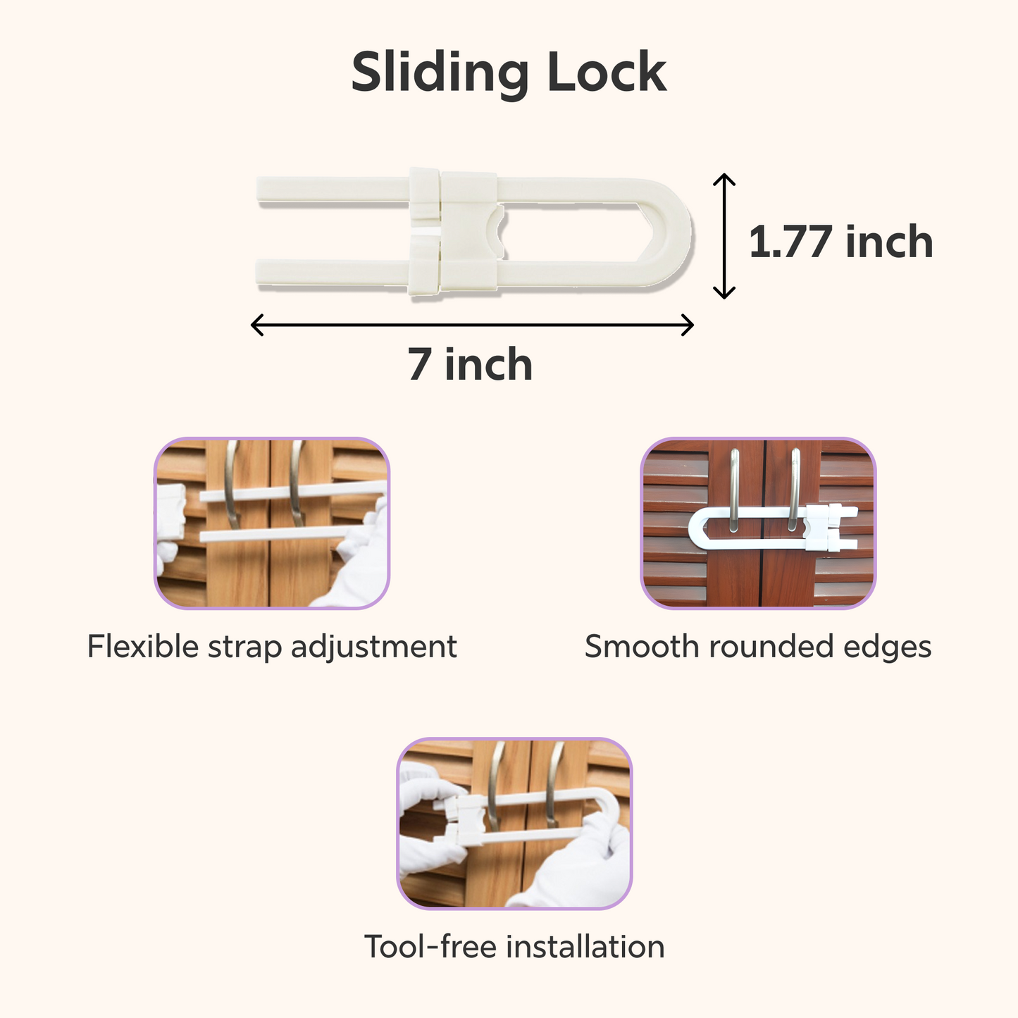 BeeKidd Sliding Door & Window Combo for Baby Proofing - Baby Safety Sliding Lock (V1), Baby Safety Sliding Lock (V2) & Big Multi-Purpose Safety Lock | Complete Sliding Area Safety Kit for Babies & Toddlers