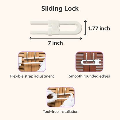 BeeKidd Sliding Door & Window Combo for Baby Proofing - Baby Safety Sliding Lock (V1), Baby Safety Sliding Lock (V2) & Big Multi-Purpose Safety Lock | Complete Sliding Area Safety Kit for Babies & Toddlers