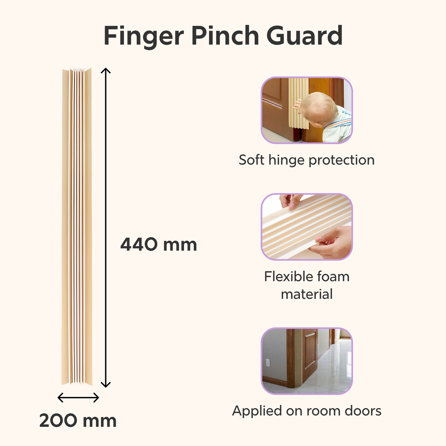 BeeKidd Bedroom Sleep Safety Combo for Baby Proofing - Baby Safety Swing Down Bed Rail, Finger Pinch Guard & Door Stopper | Complete Bedroom Safety Kit for Babies & Toddlers