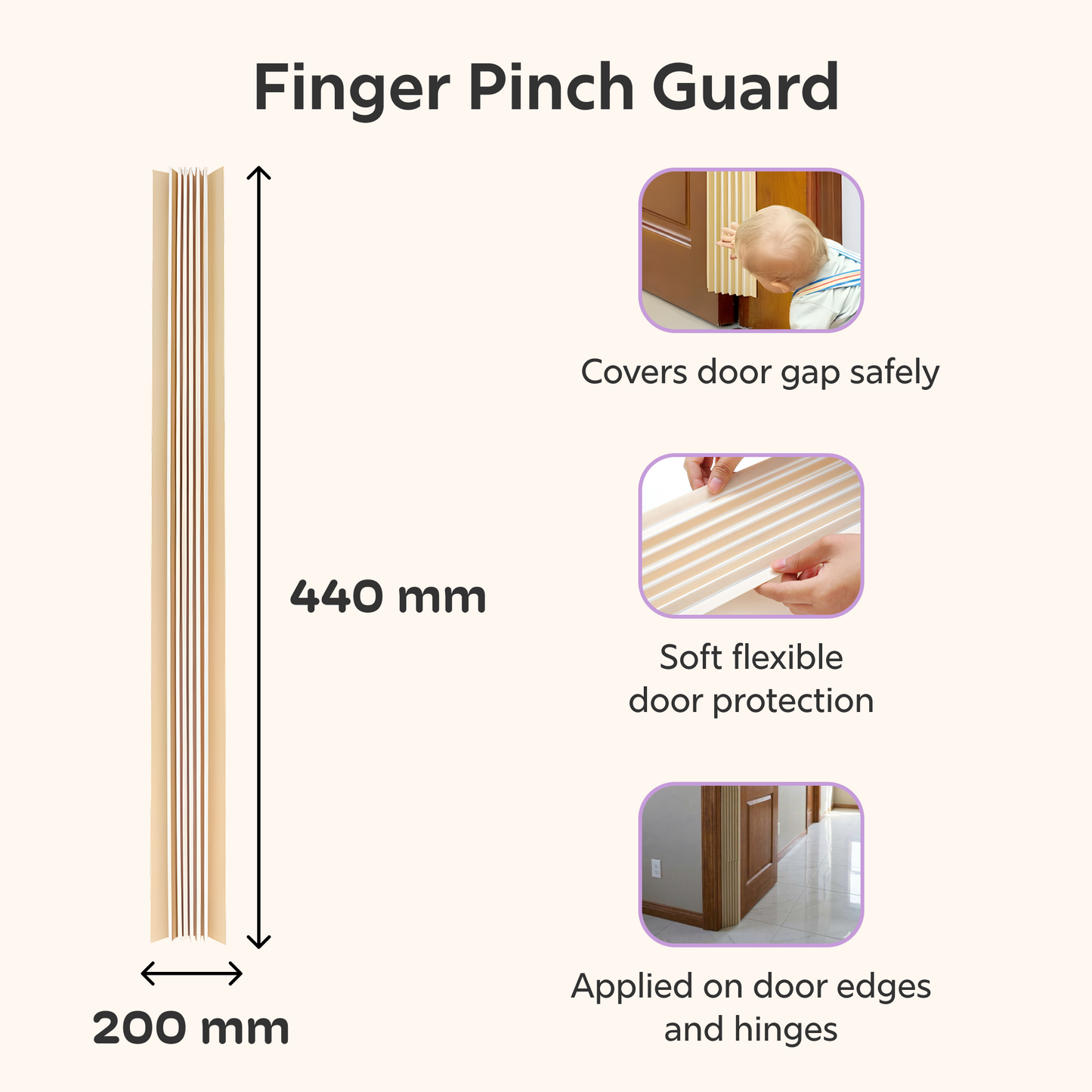 BeeKidd Door Safety Combo for Baby Proofing - Child Door Lever Lock, Finger Pinch Guard & EVA Safety Door Stopper | Complete Door Safety Kit for Babies & Toddlers