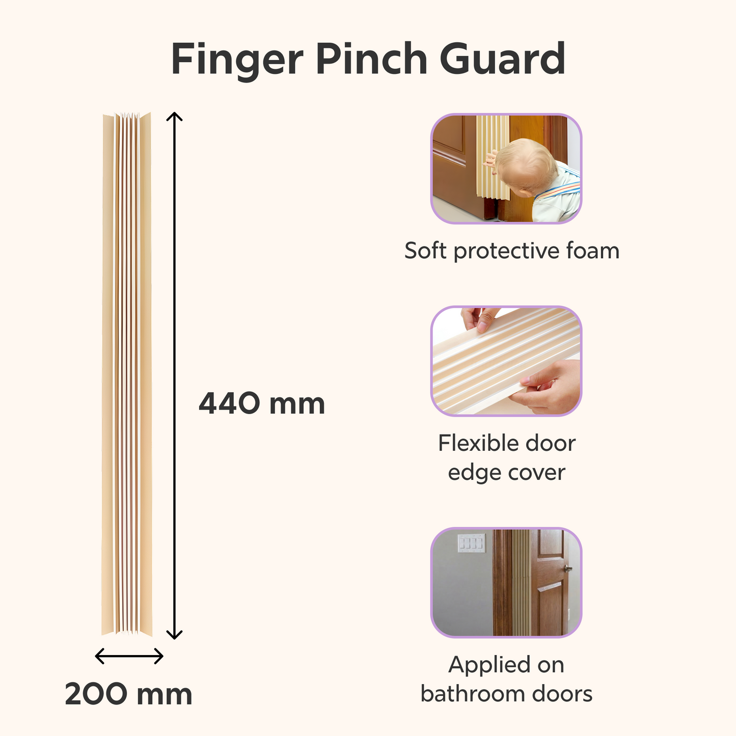 BeeKidd Bathroom Safety Combo for Baby Proofing - Safety Toilet Lock, Door Stopper & Finger Pinch Guard | Complete Bathroom Child Safety Kit for Babies & Toddlers