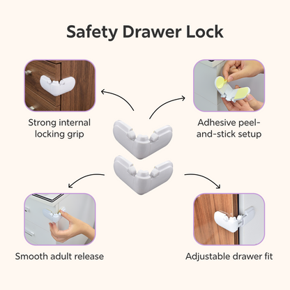 BeeKidd Kitchen Safety Combo for Baby Proofing - Safety Refrigerator Lock, Cabinet & Cupboard Safety Lock & Safety Drawer Lock | Complete Kitchen Child Safety Kit for Babies & Toddlers