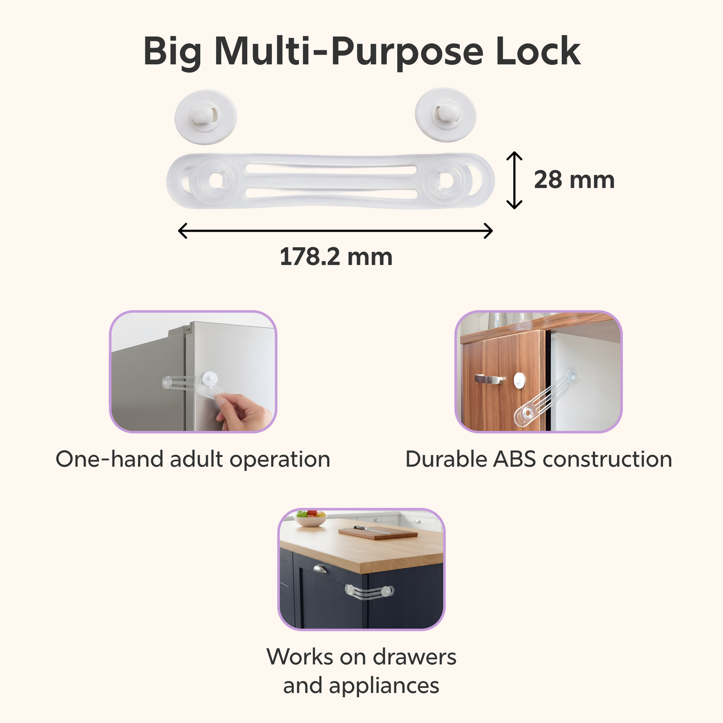 BeeKidd Sliding Door & Window Combo for Baby Proofing - Baby Safety Sliding Lock (V1), Baby Safety Sliding Lock (V2) & Big Multi-Purpose Safety Lock | Complete Sliding Area Safety Kit for Babies & Toddlers