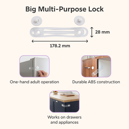 BeeKidd Sliding Door & Window Combo for Baby Proofing - Baby Safety Sliding Lock (V1), Baby Safety Sliding Lock (V2) & Big Multi-Purpose Safety Lock | Complete Sliding Area Safety Kit for Babies & Toddlers