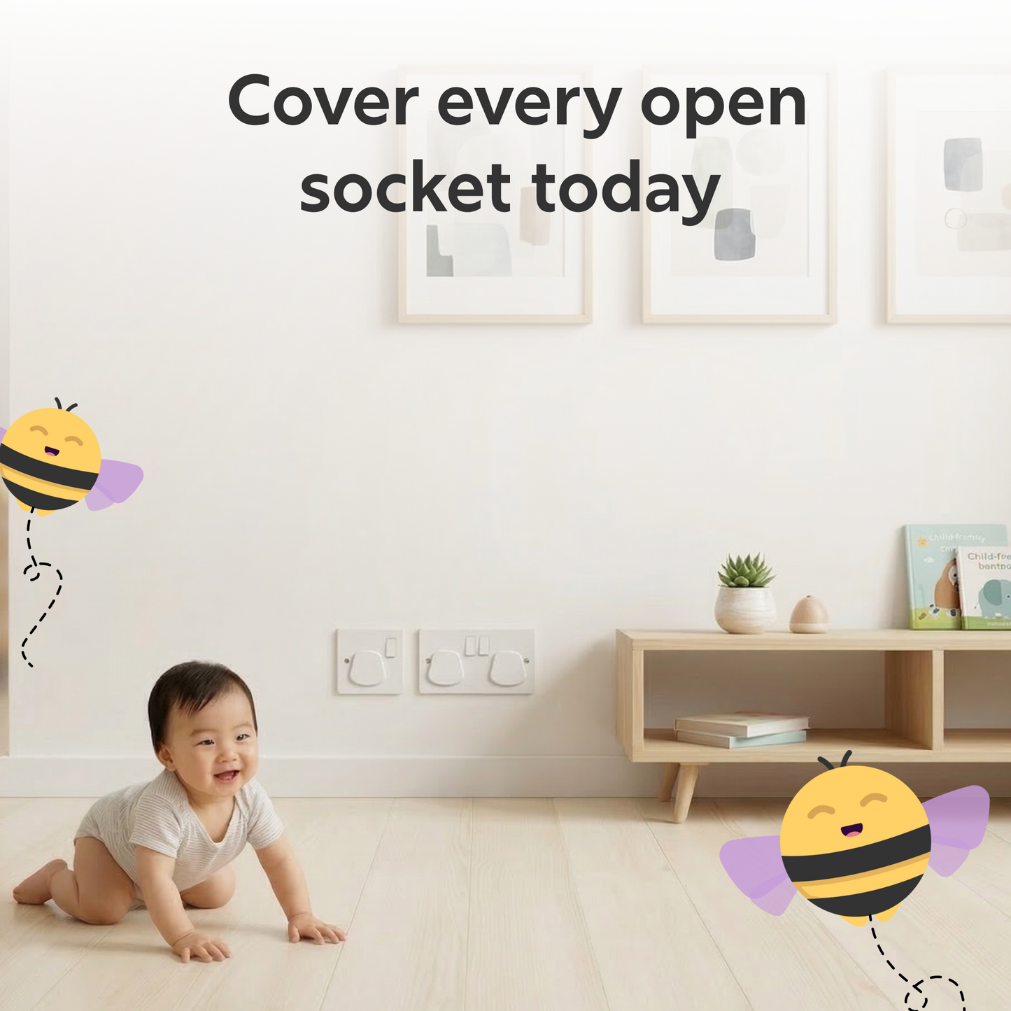 BeeKidd Electrical Safety Combo for Baby Proofing - Plug Protectors, Small Multi-Purpose Safety Lock & Safety Drawer Lock | Complete Electrical & Storage Safety Kit for Babies & Toddlers