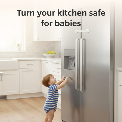 BeeKidd Kitchen Safety Combo for Baby Proofing - Safety Refrigerator Lock, Cabinet & Cupboard Safety Lock & Safety Drawer Lock | Complete Kitchen Child Safety Kit for Babies & Toddlers